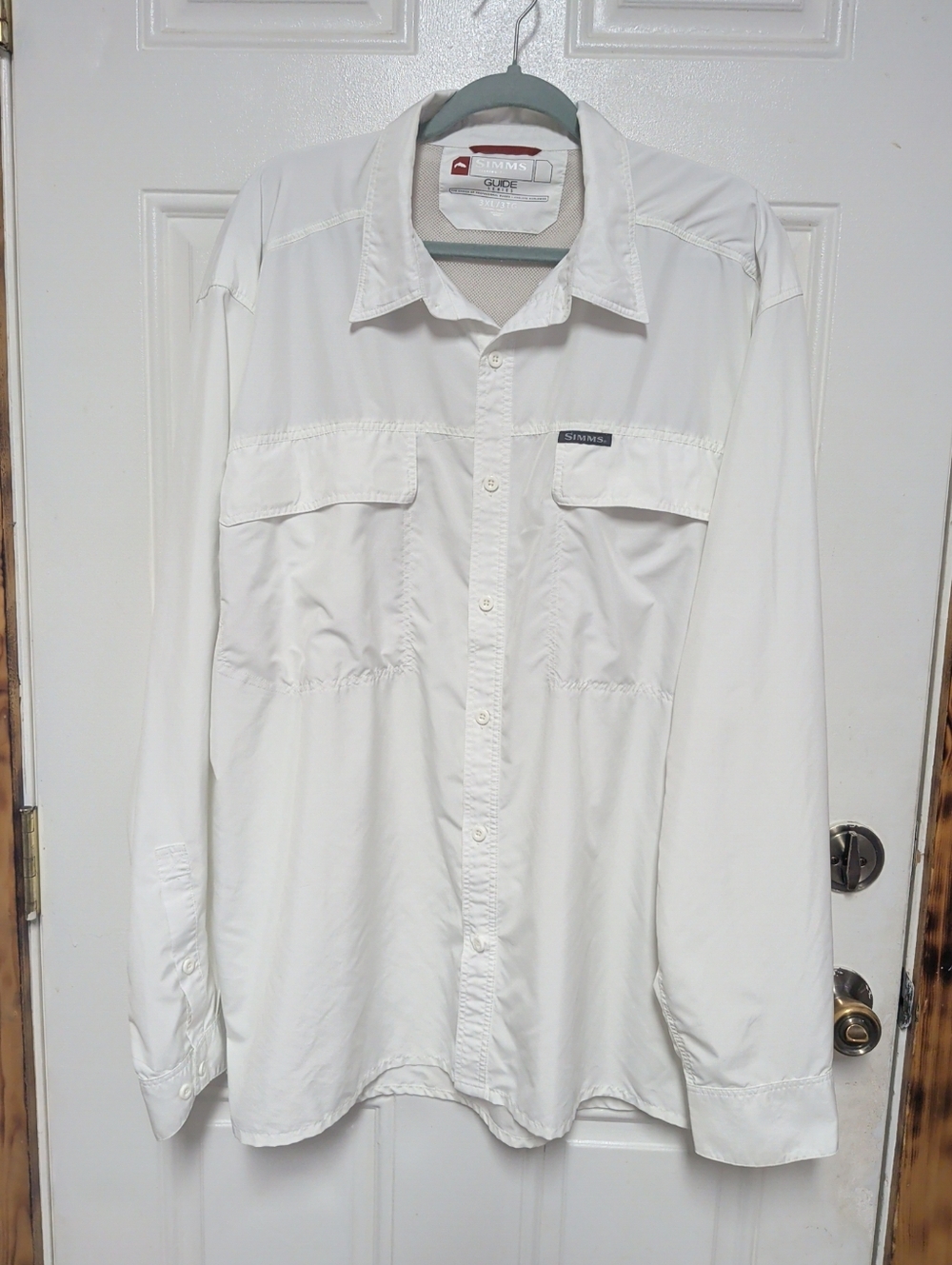 Simms Guide Series Shirt Men 3XL White Long Sleeve Fishing Vented Button Up